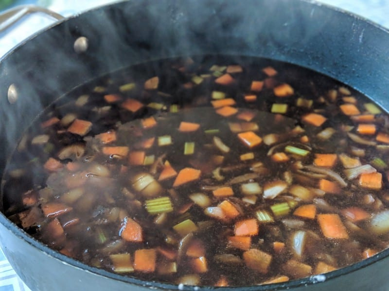 vegetables and beef stock