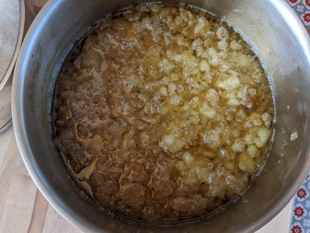 boiling suet in pot