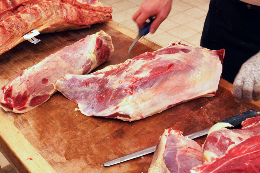 Beef Silverside before trimming showing silver skin