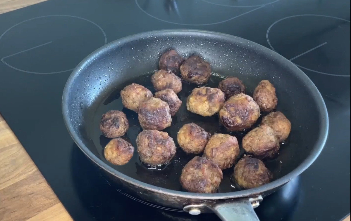 frying meatballs