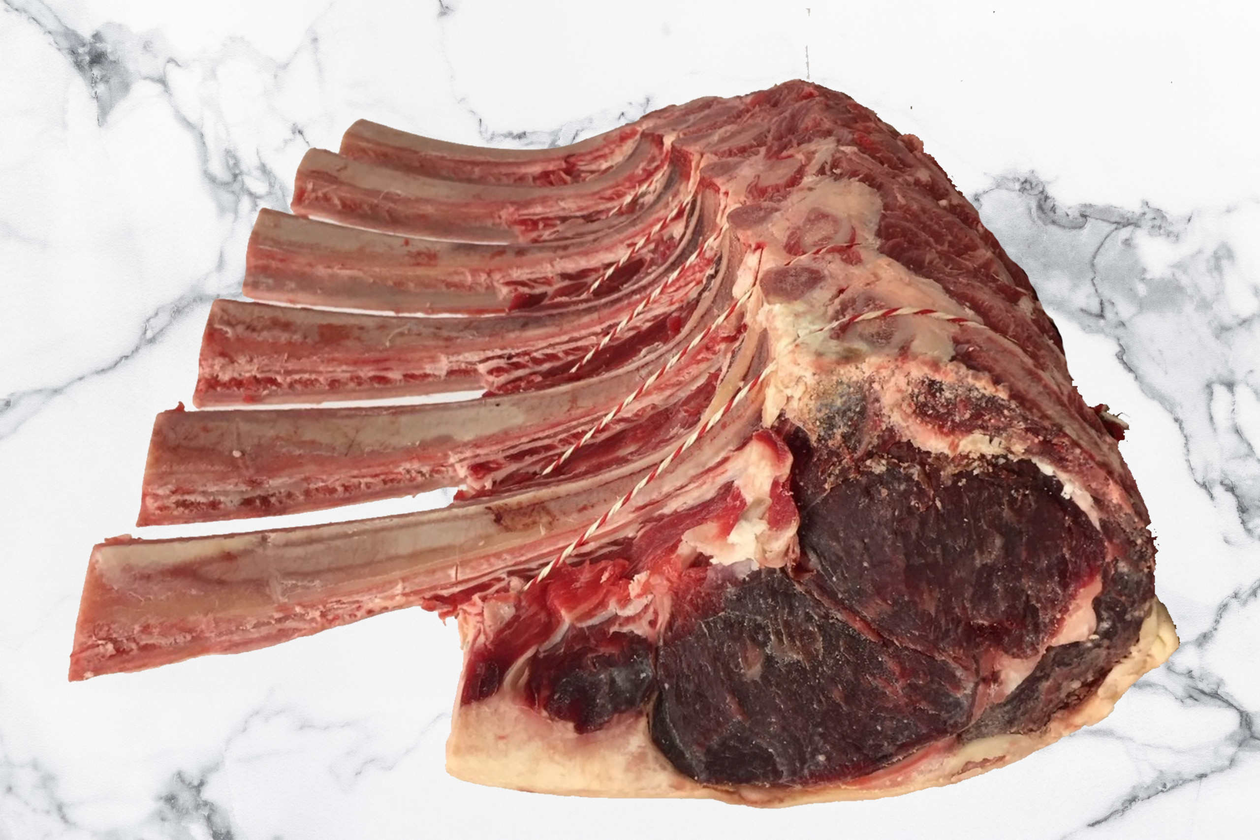 bone in rib on marble dry aged
