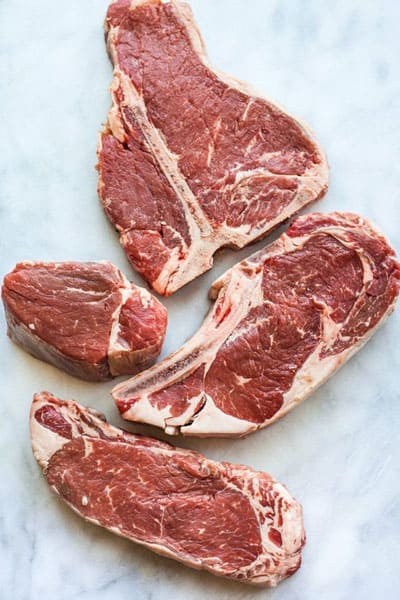 high quality raw steaks