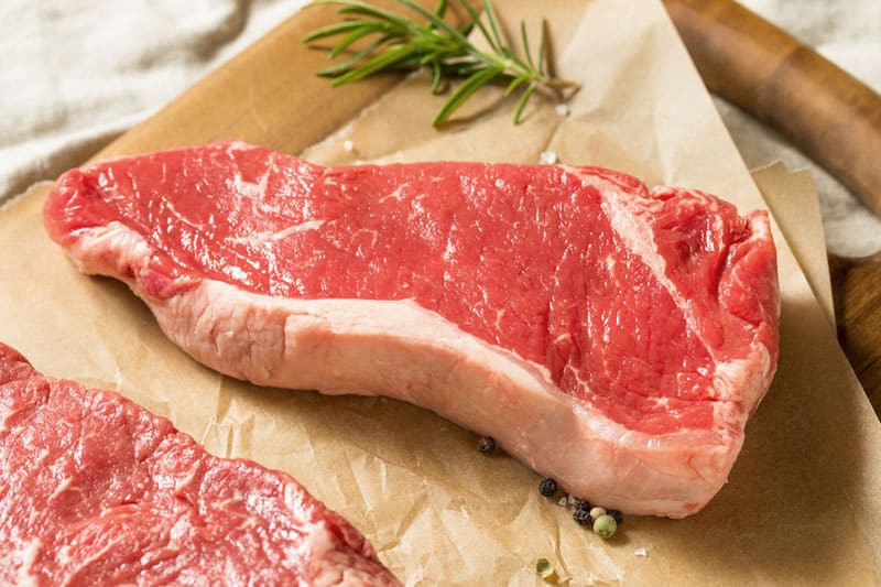 Raw Grass-fed NY Strip Steaks